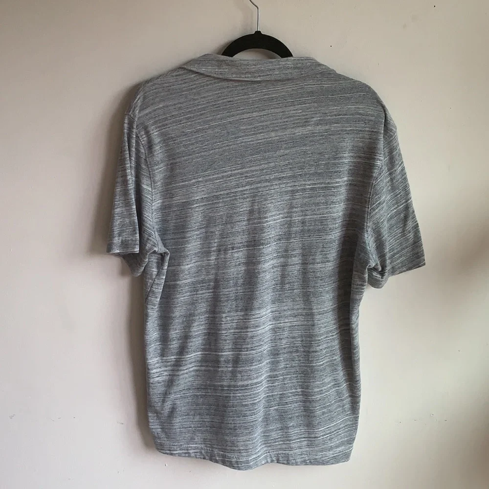 Banana Republic Casual Grey and White Short Sleeve Polo Size Large